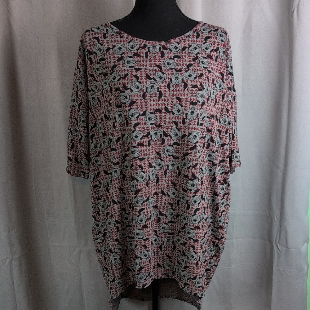 LuLaRoe Red‎ and Black Relaxed Tunic with 3/4 Sleeves. Minnie Mouse Nwot